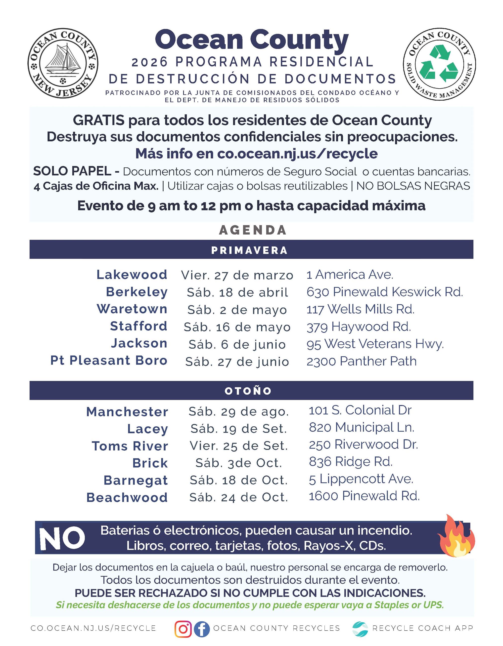 Doc Shred Flyer 2026 Spanish